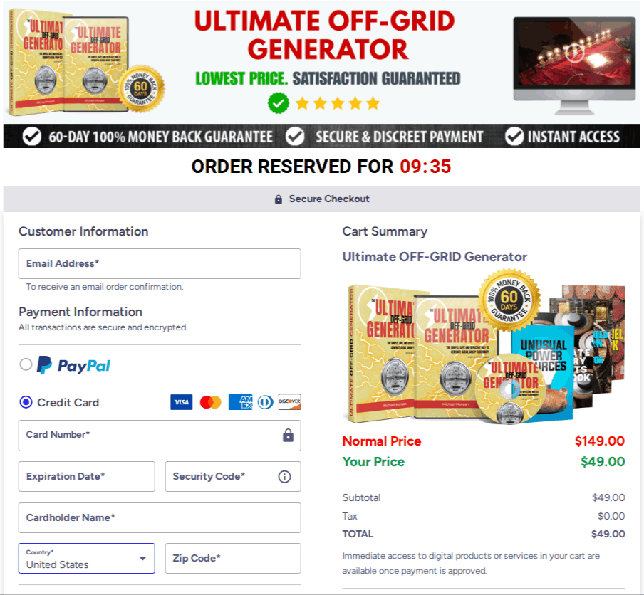 Ultimate OFF-GRID Generator Checkout